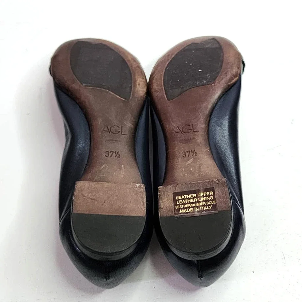 AGL Monika Cap Toe Ballet Flat in Carbon Night Coal Navy Croc Embossed Flats